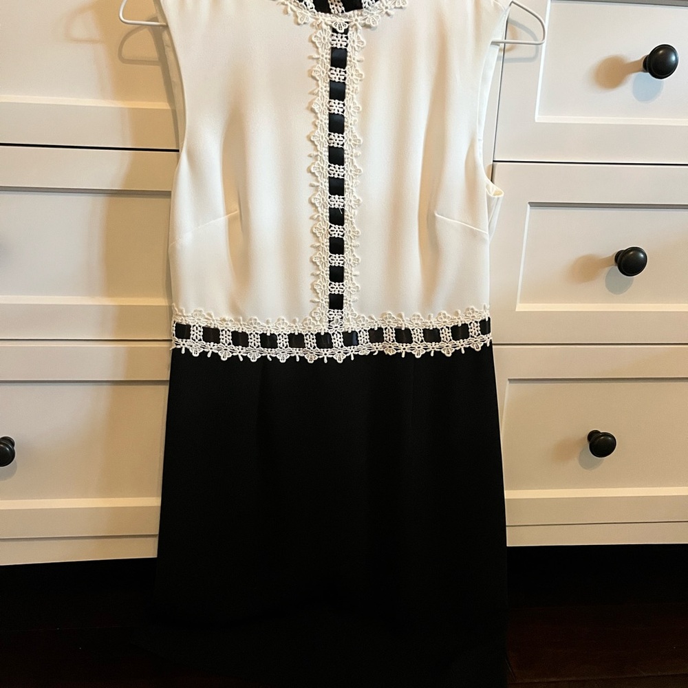 CeCe Black and White Lace Trim Dress